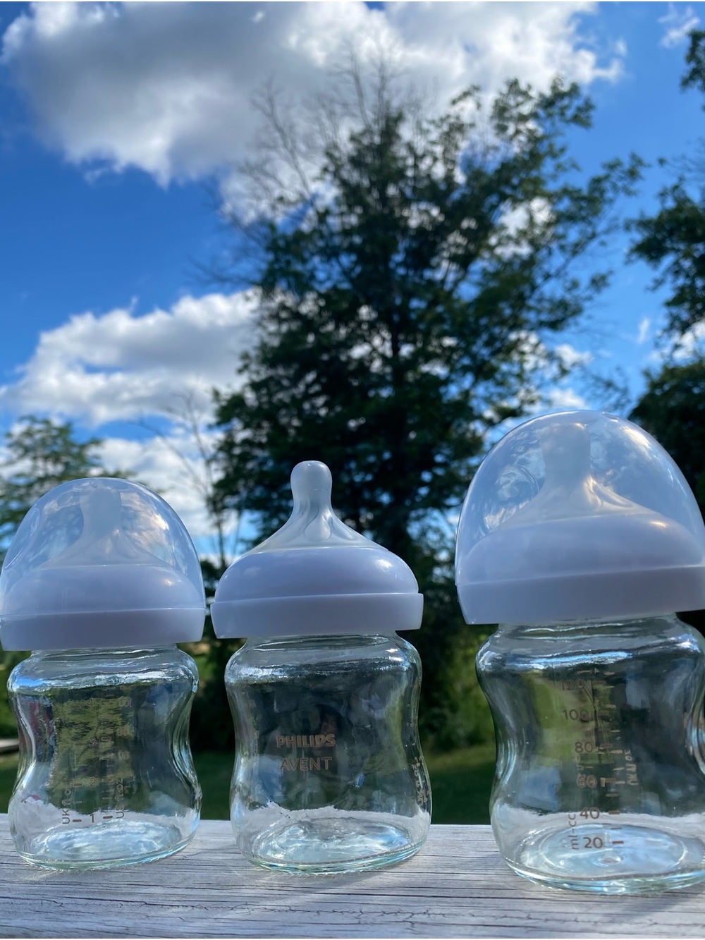 Philips Avent Clear Glass Baby Bottle with White Cap - 3 Pack